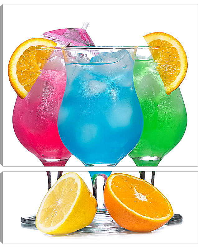 Модульная картина - Разноцветные коктейли с апельсином