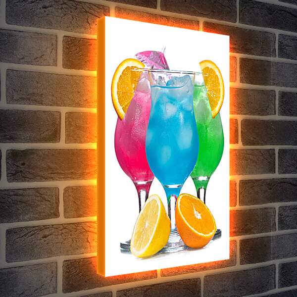 Лайтбокс световая панель - Разноцветные коктейли с апельсином