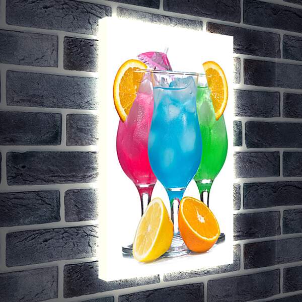 Лайтбокс световая панель - Разноцветные коктейли с апельсином