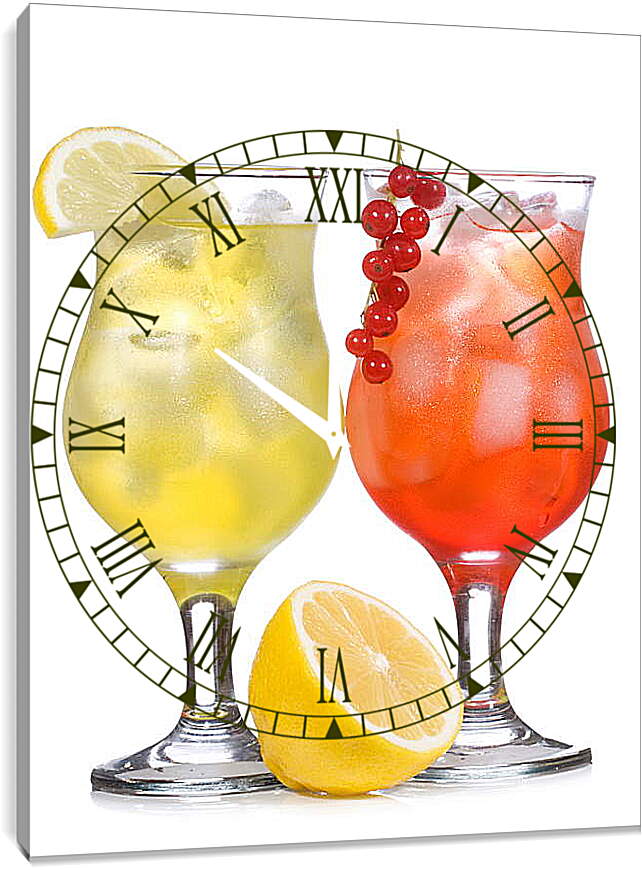 Часы картина - Коктейли и лимон