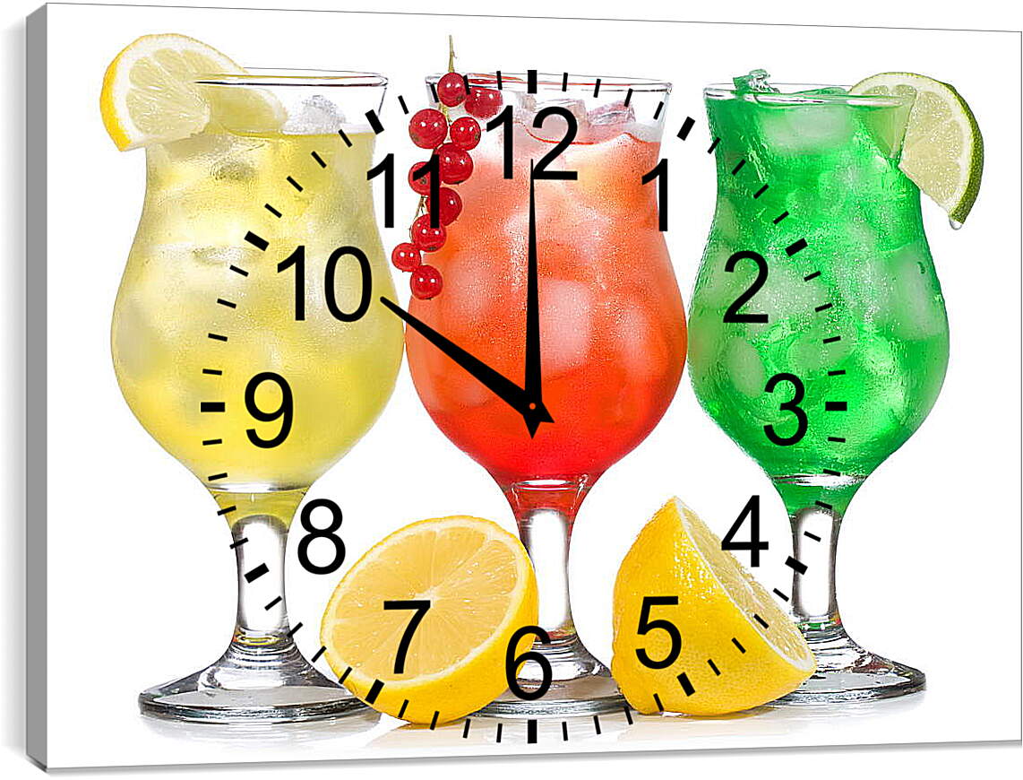 Часы картина - Коктейли и фрукты
