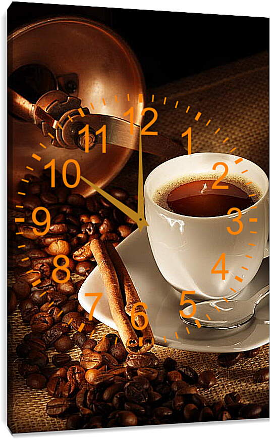 Часы картина - Кофе с корицей