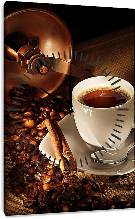 Часы картина - Кофе с корицей