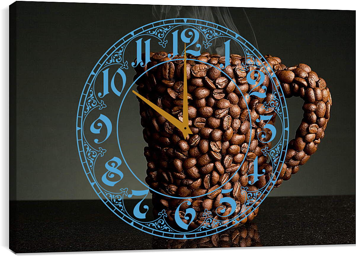 Часы картина - Кружка из кофейных зёрен