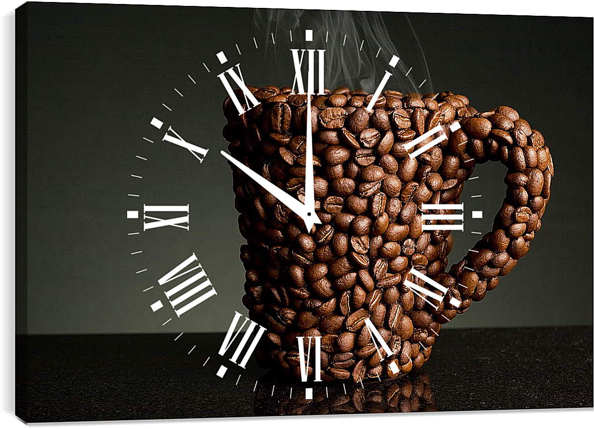 Часы картина - Кружка из кофейных зёрен