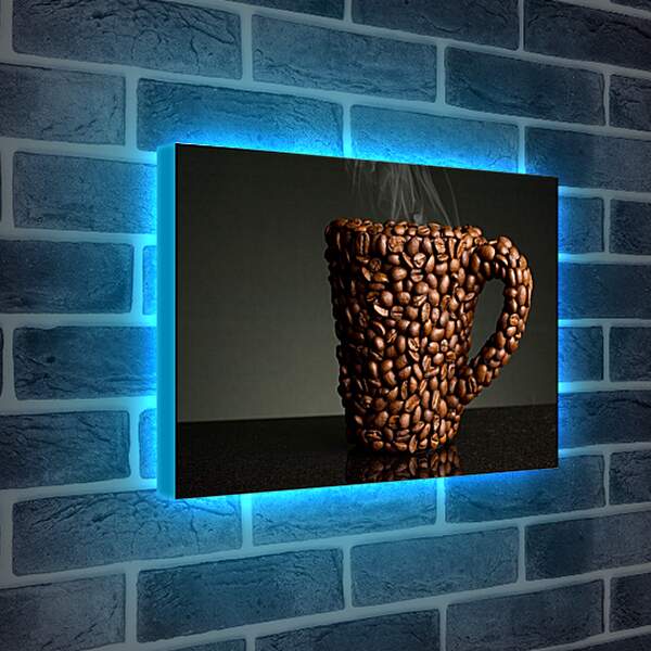 Лайтбокс световая панель - Кружка из кофейных зёрен