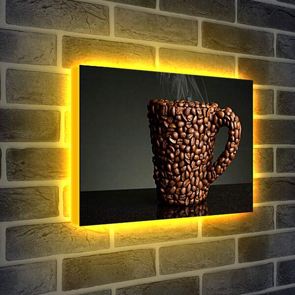Лайтбокс световая панель - Кружка из кофейных зёрен