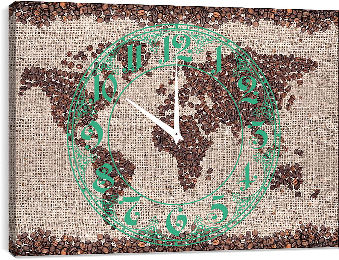 Часы картина - Кофейная карта