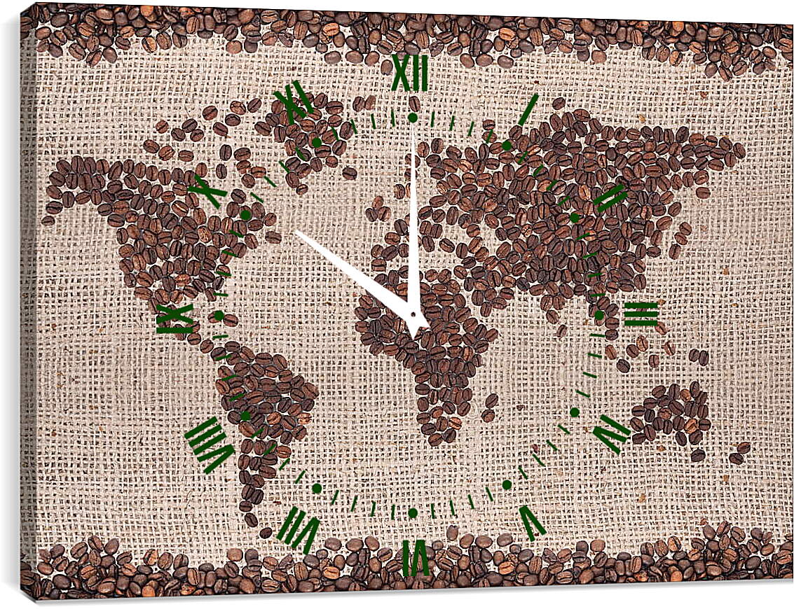 Часы картина - Кофейная карта