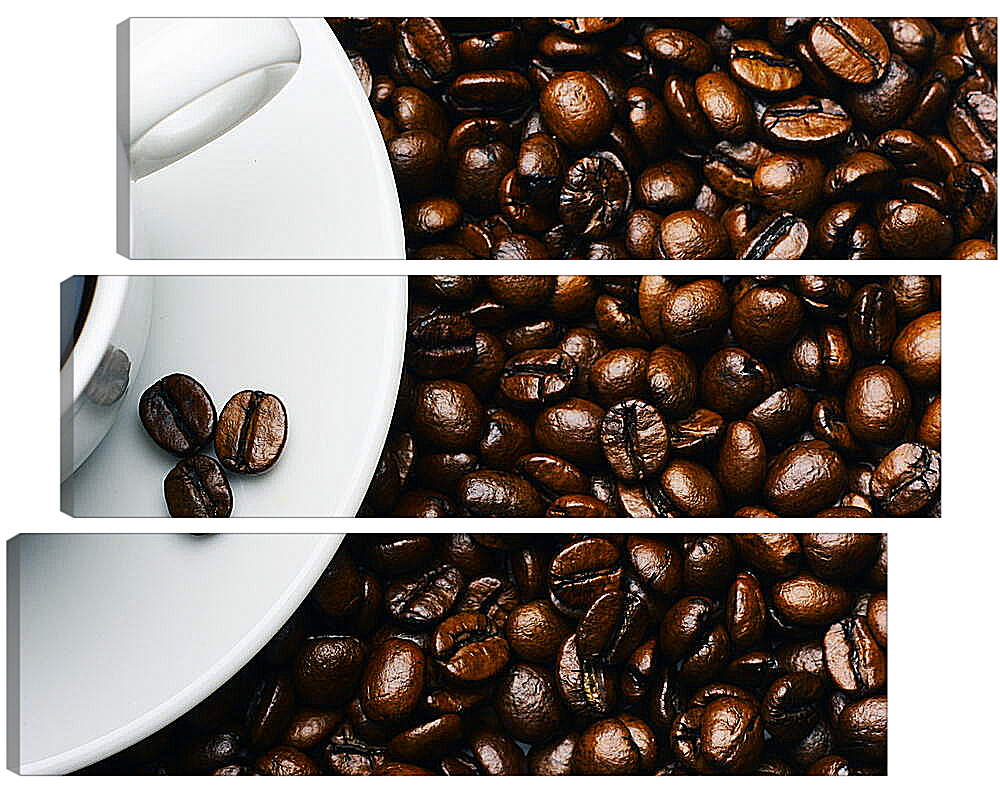 Модульная картина - Чашка кофе и зерна