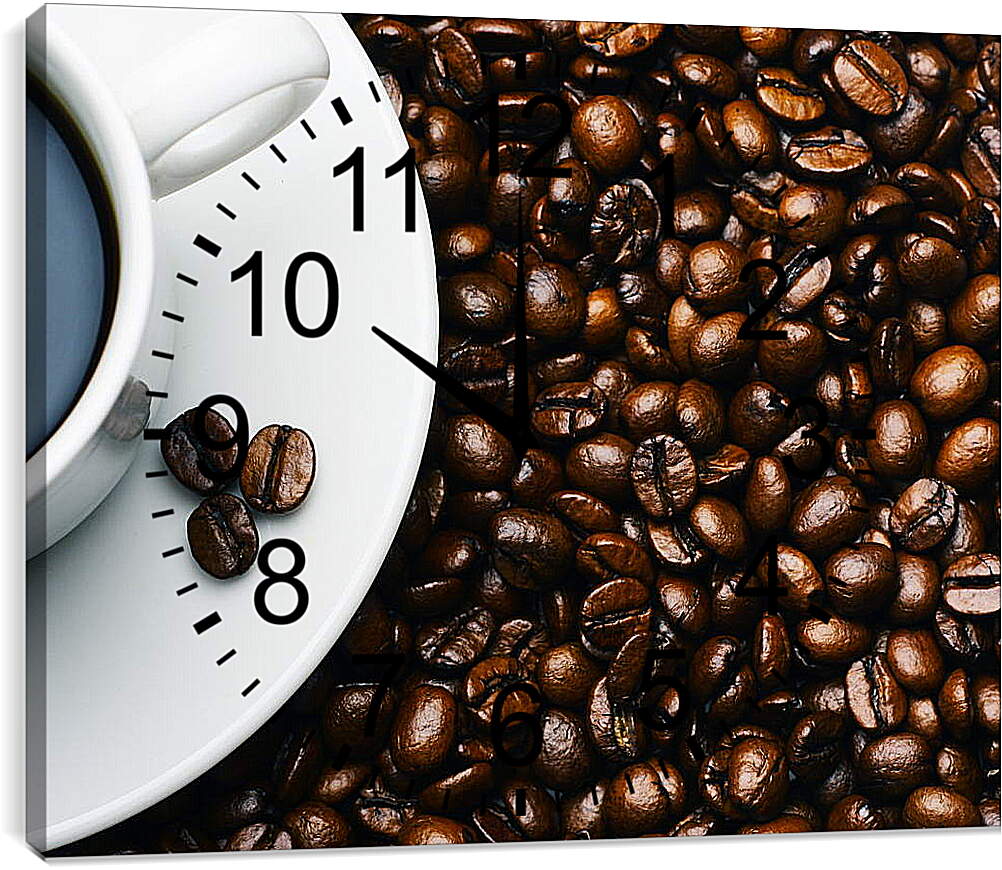 Часы картина - Чашка кофе и зерна