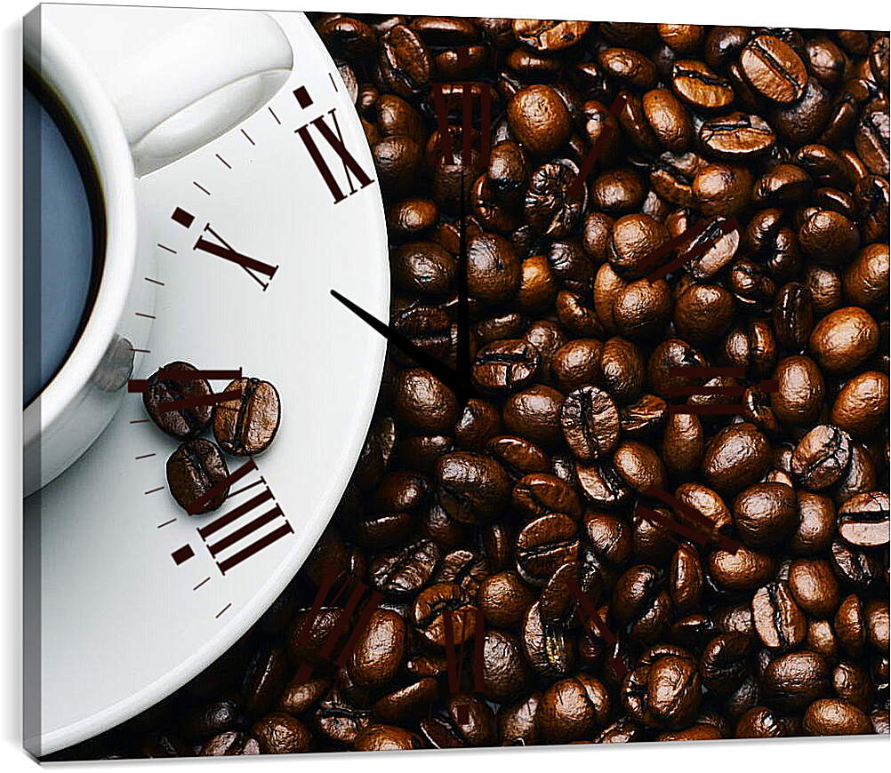 Часы картина - Чашка кофе и зерна