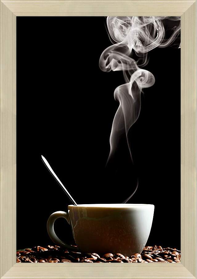 Картина в раме - Чашка горячего кофе