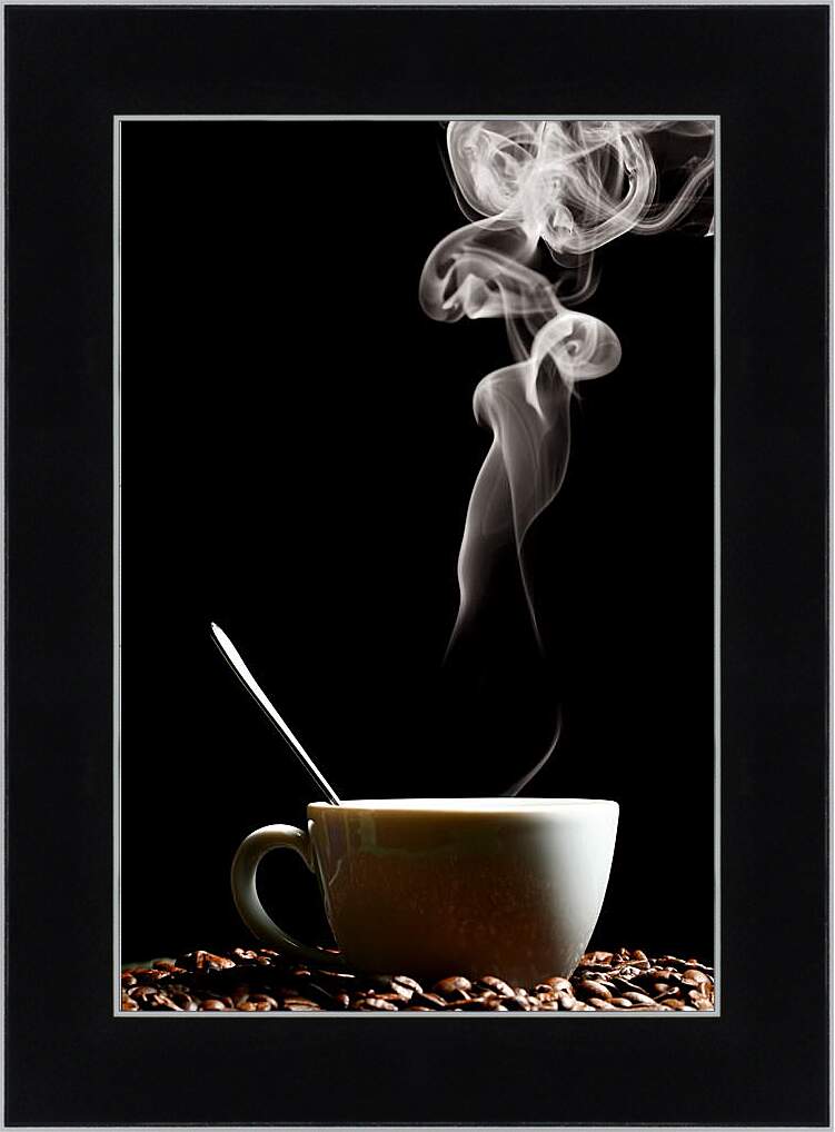 Картина в раме - Чашка горячего кофе