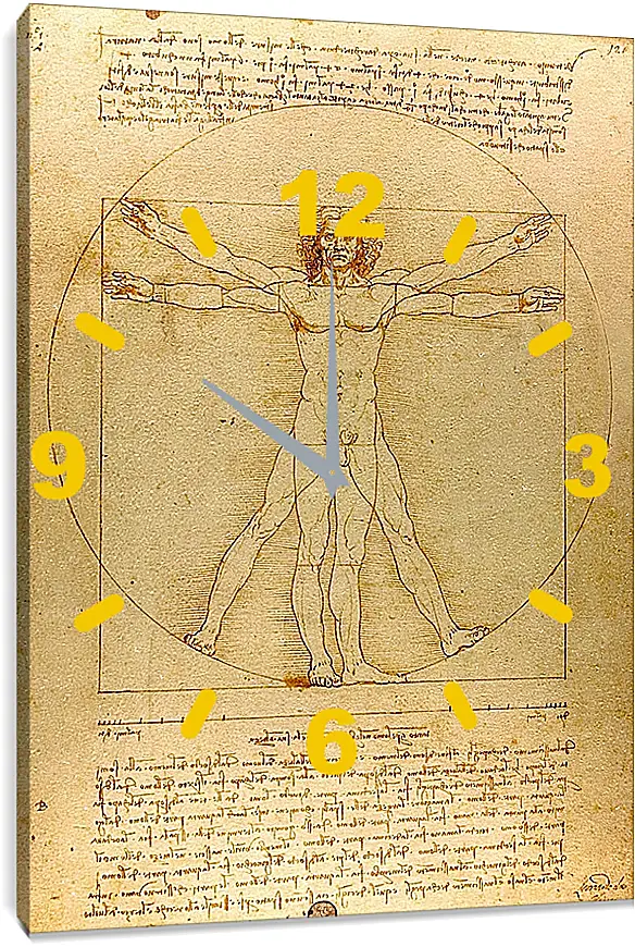 Часы картина - Витрувианский человек. Леонардо Да Винчи