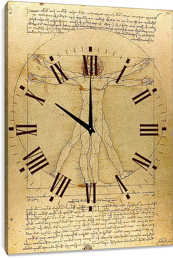 Часы картина - Витрувианский человек. Леонардо Да Винчи
