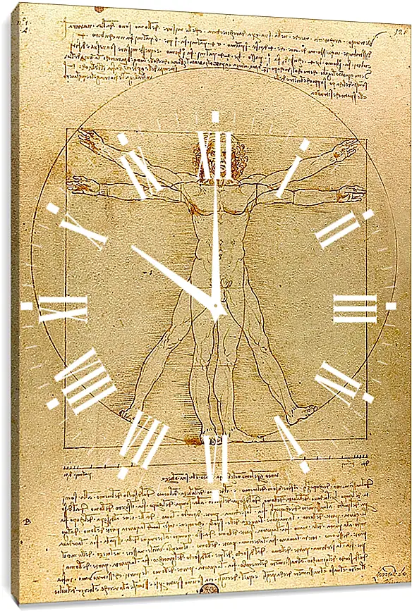 Часы картина - Витрувианский человек. Леонардо Да Винчи