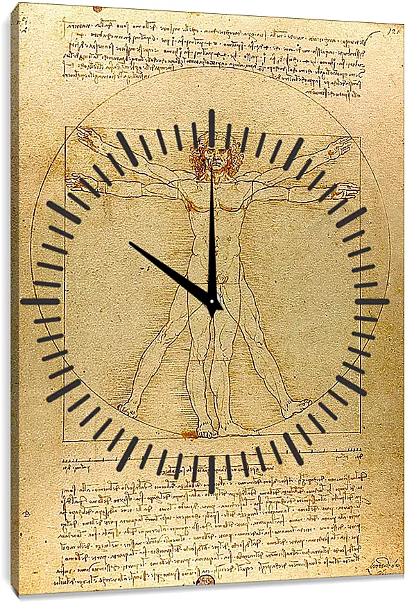 Часы картина - Витрувианский человек. Леонардо Да Винчи