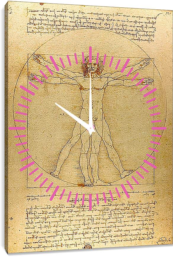 Часы картина - Витрувианский человек. Леонардо Да Винчи