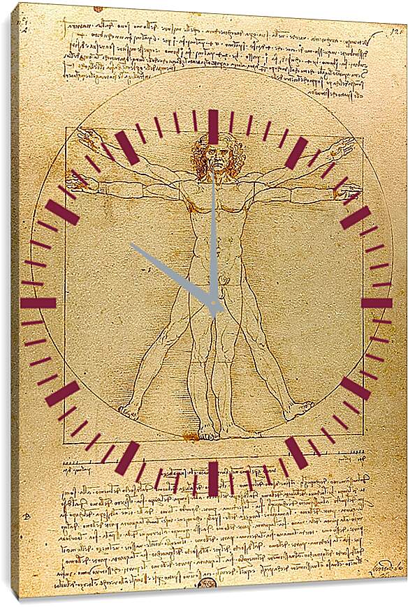 Часы картина - Витрувианский человек. Леонардо Да Винчи