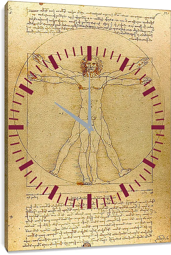 Часы картина - Витрувианский человек. Леонардо Да Винчи