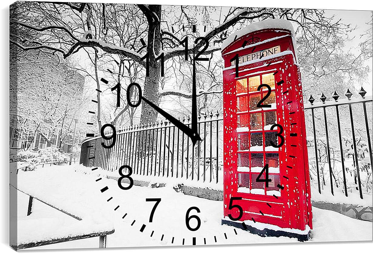 Часы картина - Красная телефонная будка
