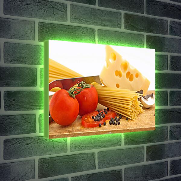 Лайтбокс световая панель - Натюрморт паста, сыр, помидоры
