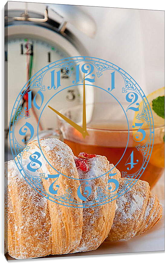 Часы картина - Круассан и чай