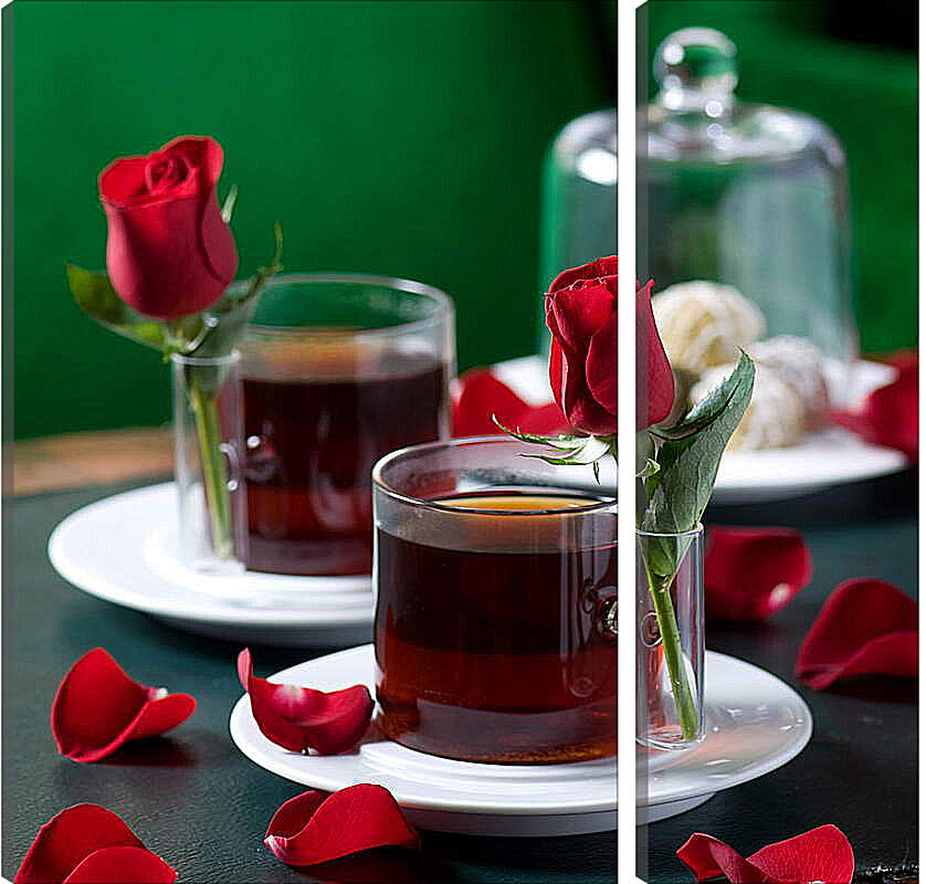 Модульная картина - Чай и роза