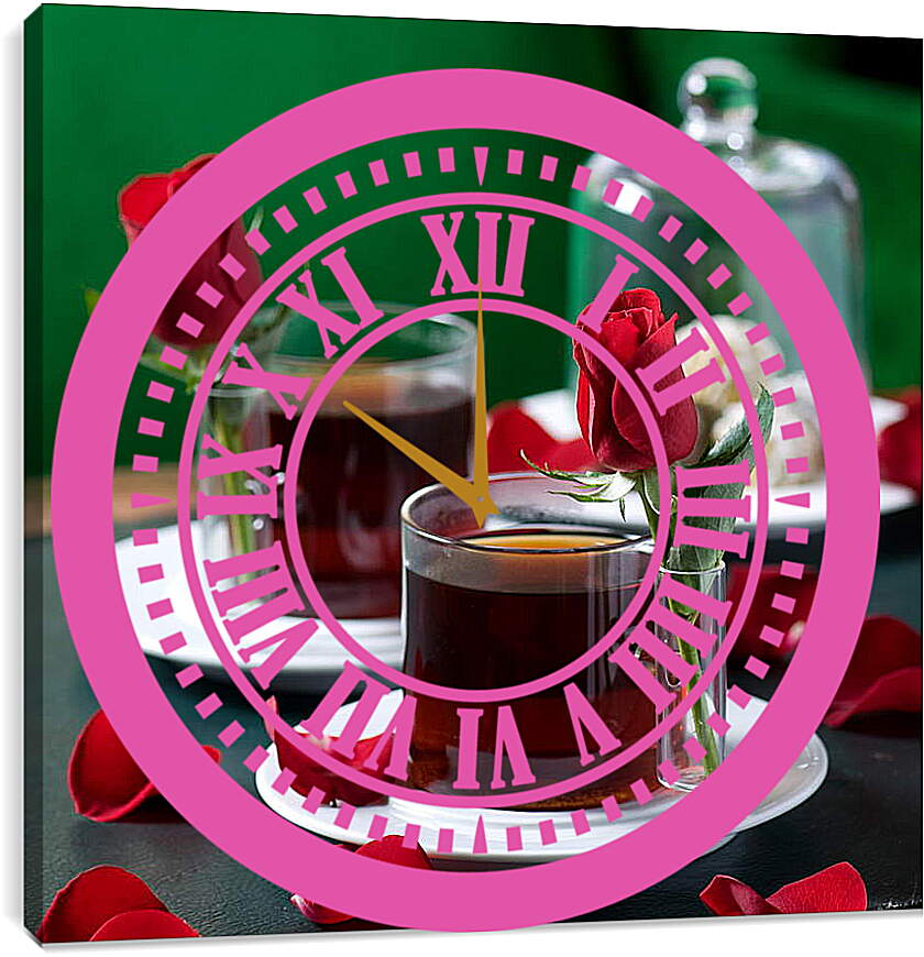 Часы картина - Чай и роза