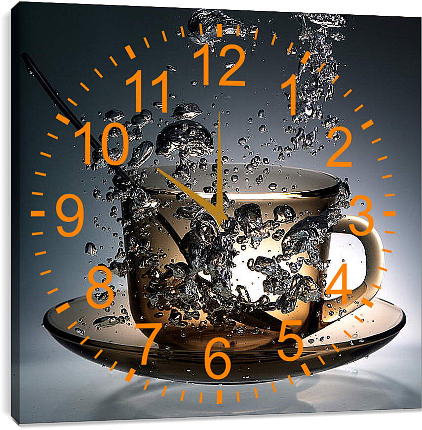 Часы картина - Брызги воды в чашке