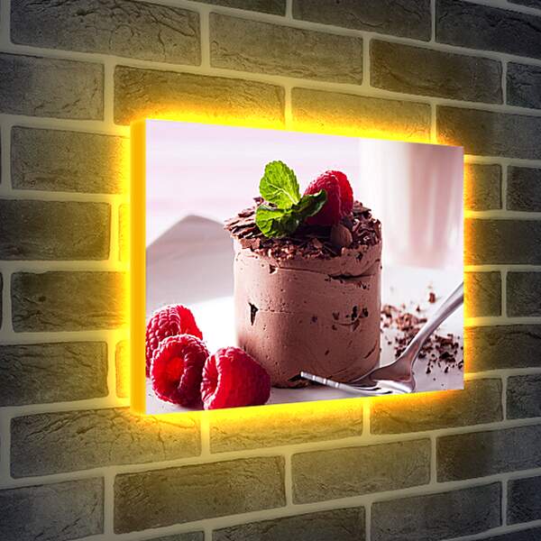 Лайтбокс световая панель - Шоколадный десерт с малиной