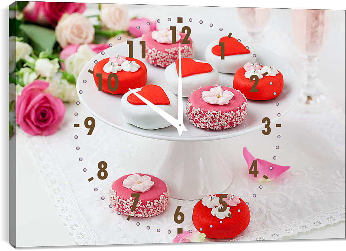 Часы картина - Десерт и розы
