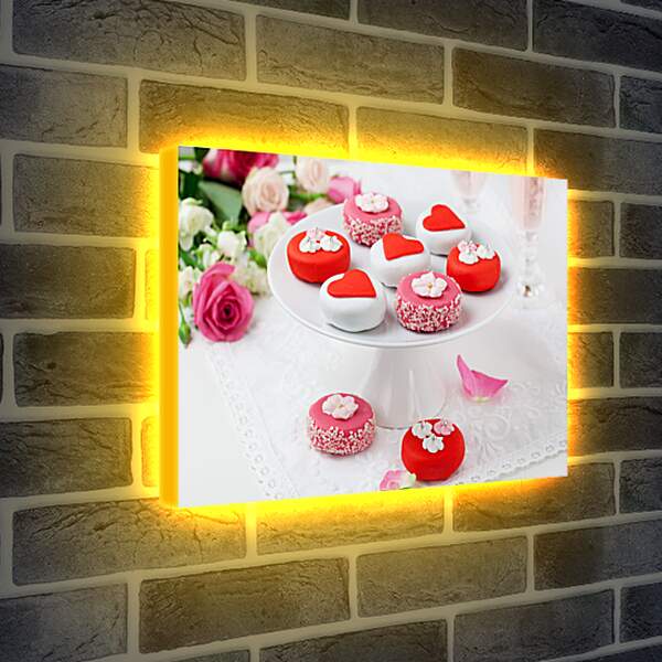 Лайтбокс световая панель - Десерт и розы
