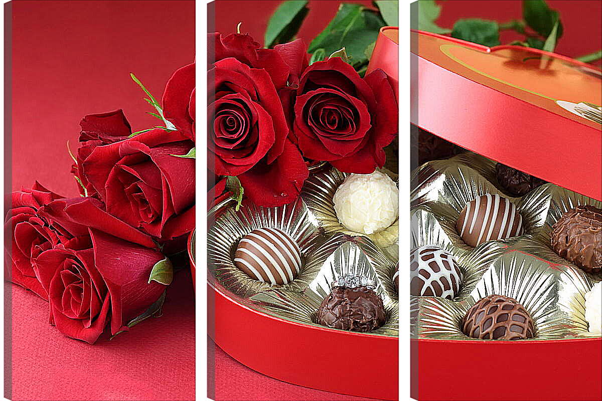 Модульная картина - Розы и конфеты

