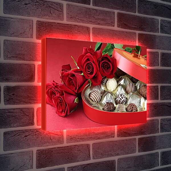 Лайтбокс световая панель - Розы и конфеты
