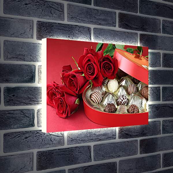 Лайтбокс световая панель - Розы и конфеты
