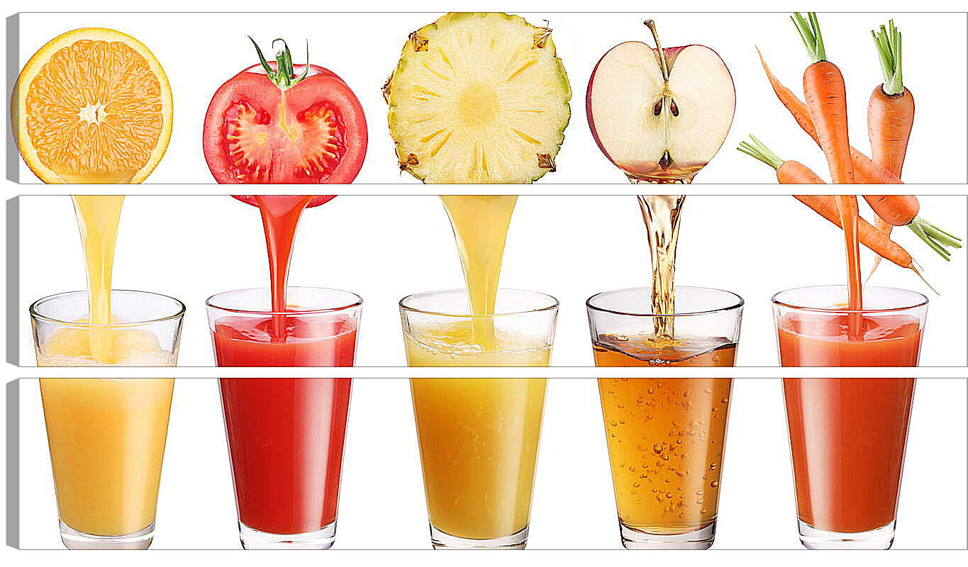 Модульная картина - Сок из фруктов и овощей