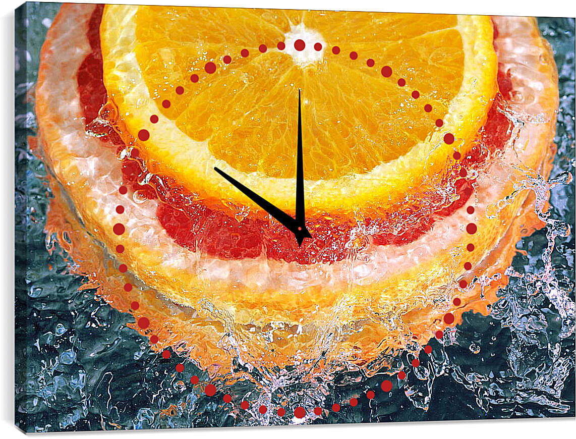 Часы картина - Цитрусовые в воде