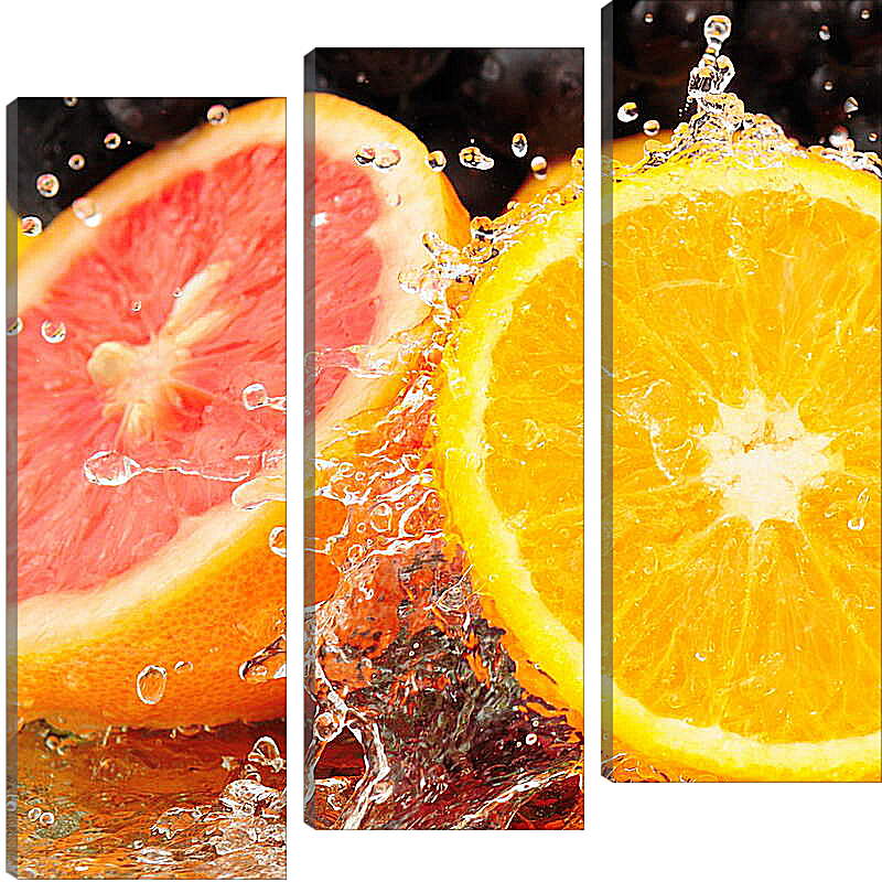Модульная картина - Апельсин и грейпфрут в воде