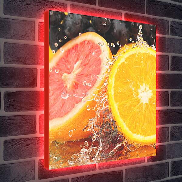 Лайтбокс световая панель - Апельсин и грейпфрут в воде