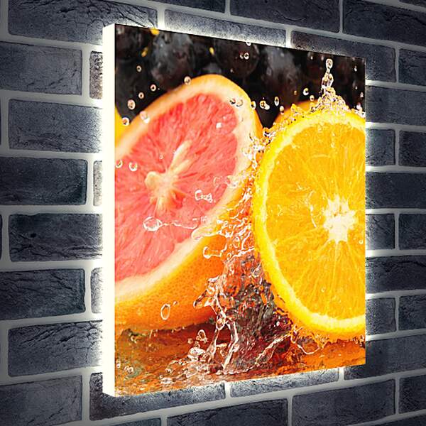 Лайтбокс световая панель - Апельсин и грейпфрут в воде