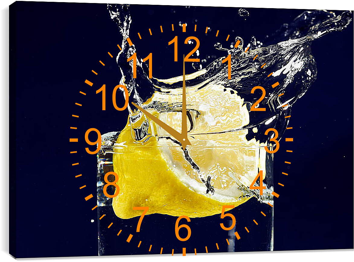 Часы картина - Лимон в стакане воды