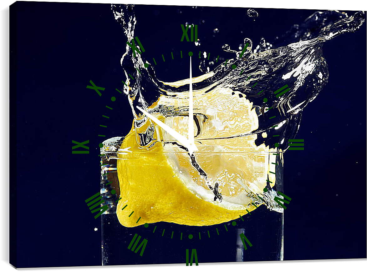 Часы картина - Лимон в стакане воды