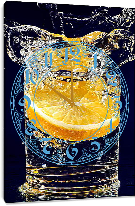 Часы картина - Апельсин в стакане воды