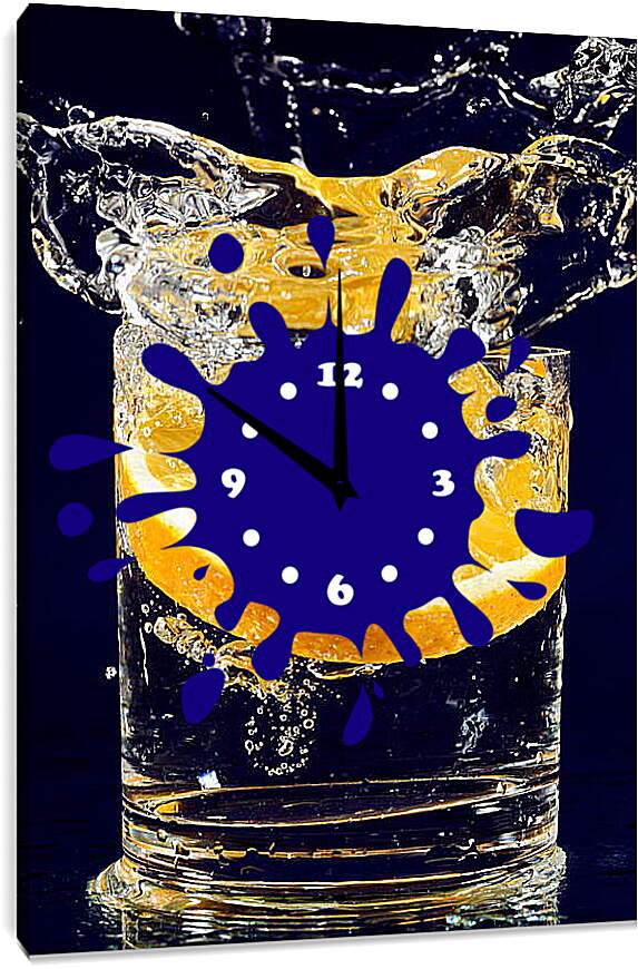 Часы картина - Апельсин в стакане воды