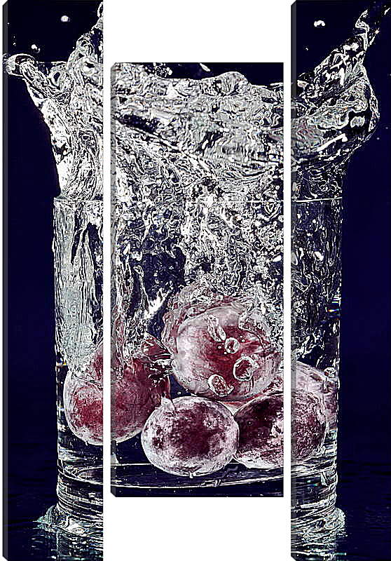 Модульная картина - Красный виноград и всплеск воды