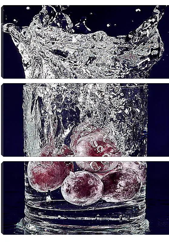 Модульная картина - Красный виноград и всплеск воды