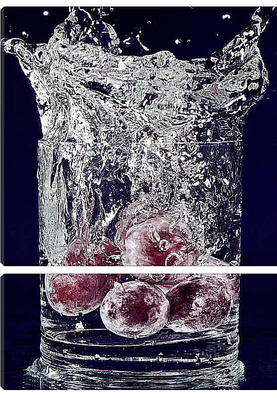 Модульная картина - Красный виноград и всплеск воды