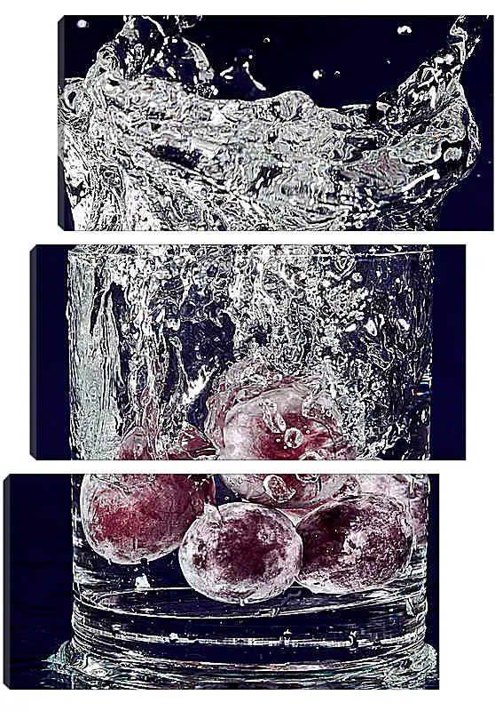 Модульная картина - Красный виноград и всплеск воды